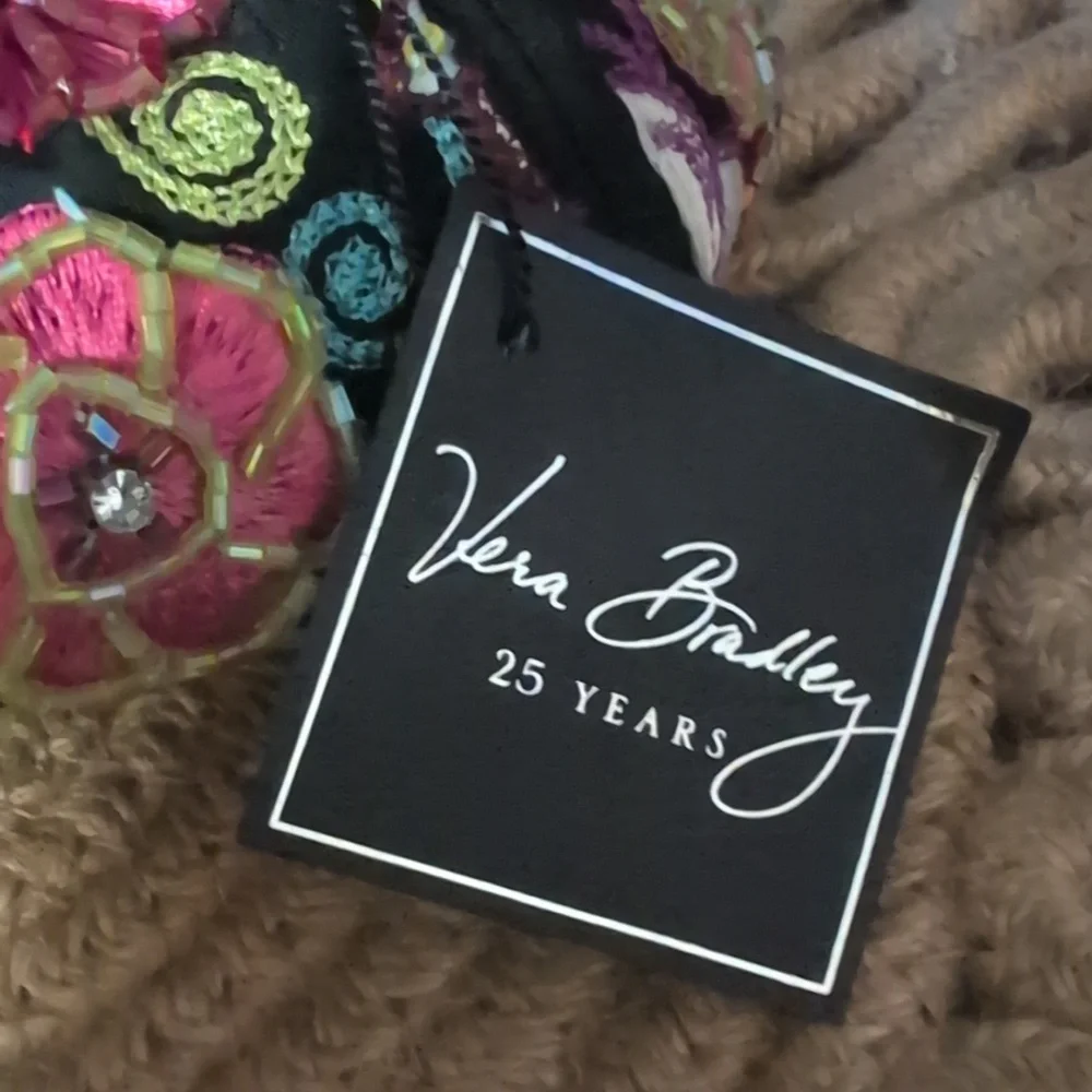 Vera Bradley Black and Pink Embroidered Clutch - Picture 3 of 6